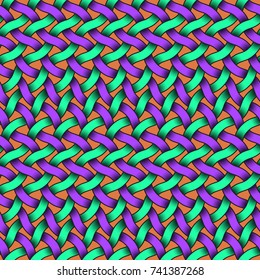 Seamless pattern of colorful intertwined stripes. Abstract background with editable colors.