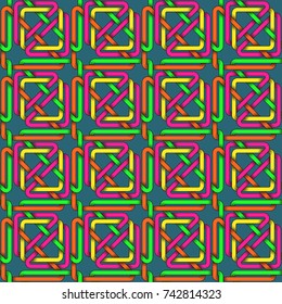 Seamless pattern of colorful intertwined stripes. Abstract background with editable colors.