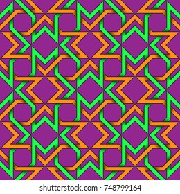 Seamless pattern of colorful intertwined stripes. Abstract background with editable colors.