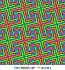 Seamless pattern of colorful intertwined stripes. Abstract background with editable colors.