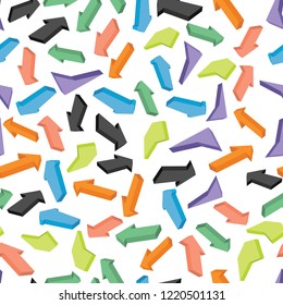 Seamless pattern with colorful isometric arrows. Vector illustration
