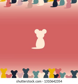 Seamless pattern of colorful kawaii mice on pink background for background, card, paper print, and fabric business. Vector design.