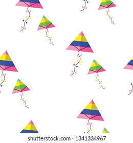 seamless pattern with colorful kites vector on white background
