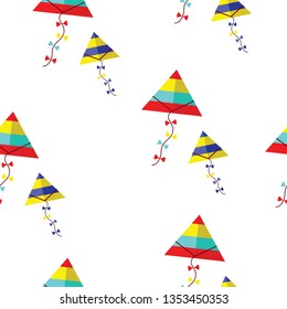seamless pattern with colorful kites vector on white background