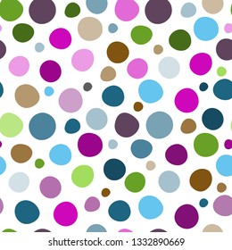 Seamless pattern with colorful large and small deformed polka dots on a transparent background. Vector image. Eps 8