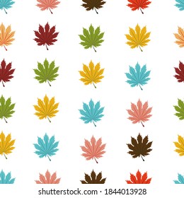 Seamless pattern with colorful leaves