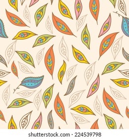 seamless pattern with colorful leaves