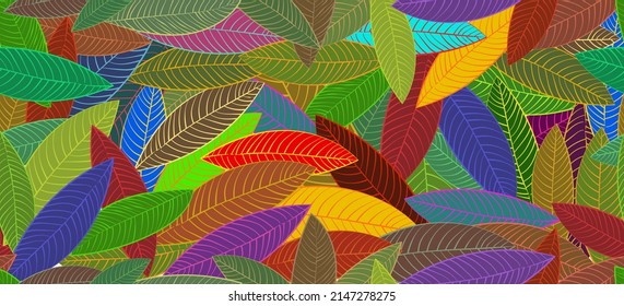 Diseño de ilustraciones vectoriales de fondo de hojas de color de patrón sin brillo.