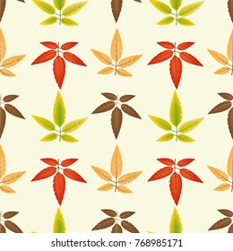 Seamless pattern with colorful leaves background vector,Can be used for design of fabric print, wrapping paper 