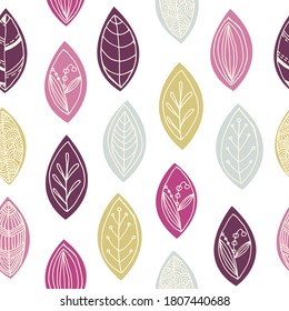 seamless pattern with colorful leaves and different light patterns inside