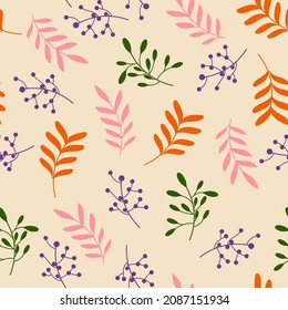 Seamless pattern colorful leaves for fabric, wallpaper, wrapping paper, invitation card and background