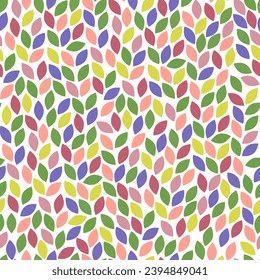 Seamless pattern of colorful leaves, hand drawn. Vector illustration for design.