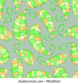 Seamless Pattern with Colorful Leaves on Grey Background
