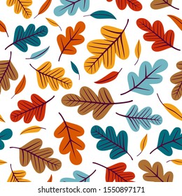 Seamless pattern with colorful leaves. Perfect for wallpaper, gift paper, pattern fills, textile, web page background, greeting cards.