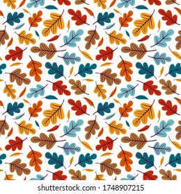 Seamless pattern with colorful leaves. Perfect for wallpaper, gift paper, pattern fills, textile, web page background, greeting cards.