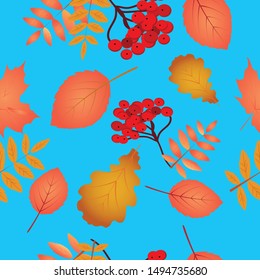 Seamless pattern of colorful leaves. Vector illustration.