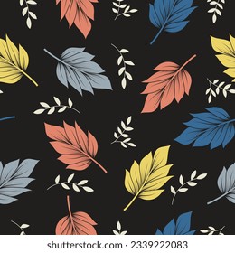 Seamless pattern with colorful leaves. Vector illustration design for fabric, wrapping, and textile
