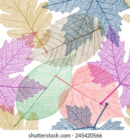 Seamless pattern with colorful  leaves. Vector, EPS 10. 