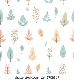 Seamless pattern of colorful leaves. Vector illustration