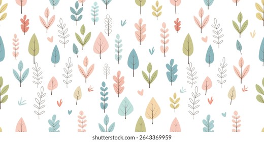 Seamless pattern of colorful leaves. Vector illustration