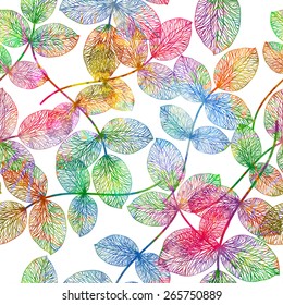 Seamless pattern with colorful leaves. Vector, EPS 10.