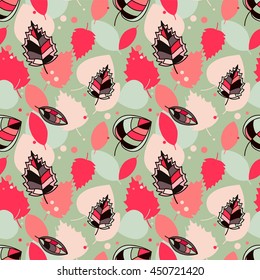 Seamless pattern with colorful leaves, vector illustration 