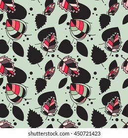 Seamless pattern with colorful leaves, vector illustration 