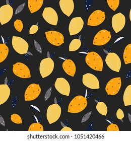 Seamless Pattern with colorful lemons. Great for textile design, phone cases design, T-Shirt design