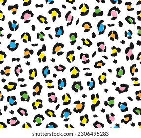 Seamless pattern of colorful leopard skin, vector illustration for fashion, wallpaper, background, cover, fabric pattern designs