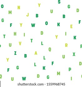 Seamless pattern of colorful letters. Random order signs. Vector background.