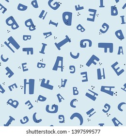 Seamless pattern with colorful letters. Vector background with alphabet for fabric, banner, wrapping paper, bed linen, wallpaper. Doodle pattern with letters.