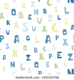 Seamless pattern with colorful letters. Vector background with alphabet for fabric, banner, wrapping paper, bed linen, wallpaper. Doodle pattern with letters.