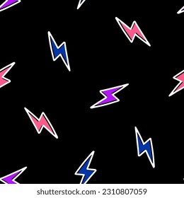 Seamless pattern with colorful lightning bolt