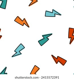 Seamless pattern with colorful lightning bolt