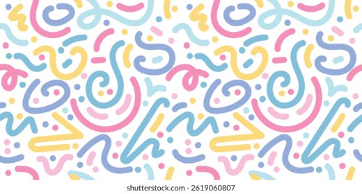 Seamless pattern with colorful line vector. Creative modern abstract art background collection for children or festive celebration design 