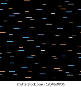 Seamless pattern with colorful lines on black background. Vector texture for print, textile, packaging.
