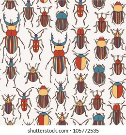 seamless pattern with colorful little bugs