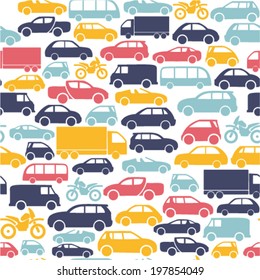 seamless pattern with colorful little cars