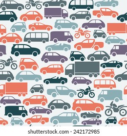 Seamless Pattern Colorful Little Cars Stock Vector (Royalty Free) 197854049