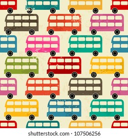 Seamless pattern with colorful London buses.