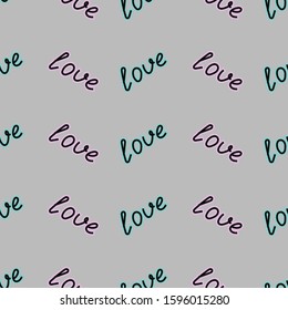 Seamless pattern colorful  love on a grey background. Vector illustration. 