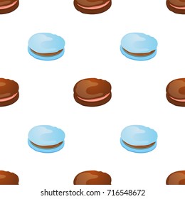 Seamless pattern with colorful macaroon on white. Vector illustration.