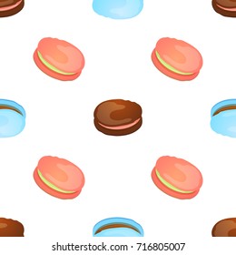 Seamless pattern with colorful macaroon on white. Vector illustration.