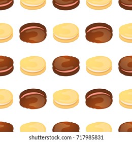 Seamless pattern with colorful macaroon on white. Vector illustration.