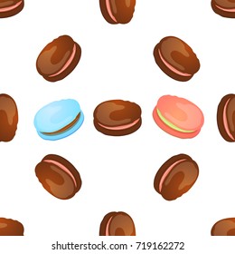 Seamless pattern with colorful macaroon on white. Vector illustration.