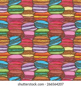 Seamless pattern of colorful macaroons