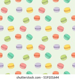 Seamless pattern with colorful macaroons.
