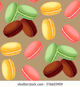 Seamless pattern with colorful macaroons