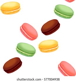 Seamless pattern with colorful macaroons