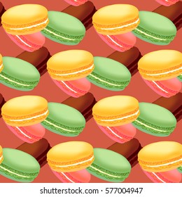 Seamless pattern with colorful macaroons